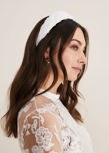 Phase Eight Ivory Beaded Hats White USA | 3854762-UV